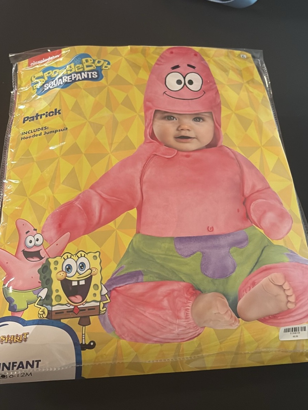 Nickelodeon SpongeBob SquarePants Patrick Infant Pink Hooded Jumpsuit Costume